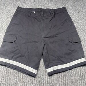 Cintas Cargo Shorts Mens 38 Black Comfort Flex Utility Workwear Reflective